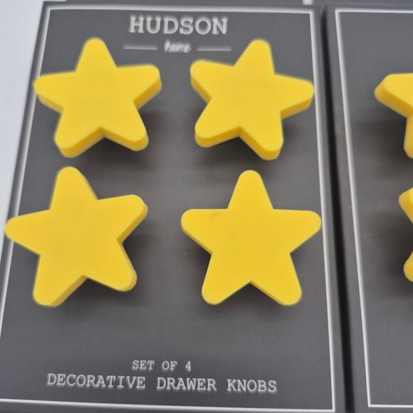 Two Hudson Home Set Of 4 Decorative Yellow Star Drawer Knobs - Picture 2 of 5